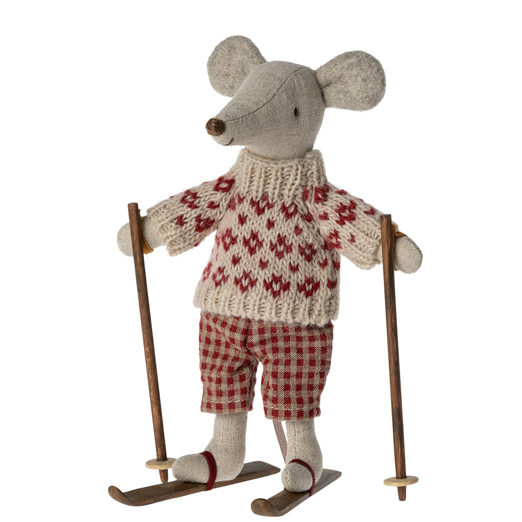 Maileg - Winter Mouse Mum With Skis