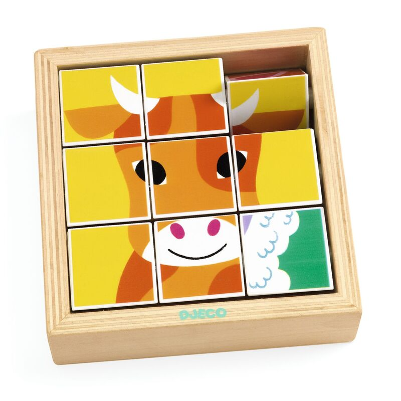 Animoroll - 9 Wooden Puzzle Pieces in Frame