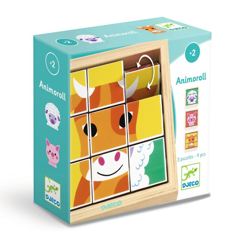 Animoroll - 9 Wooden Puzzle Pieces in Frame