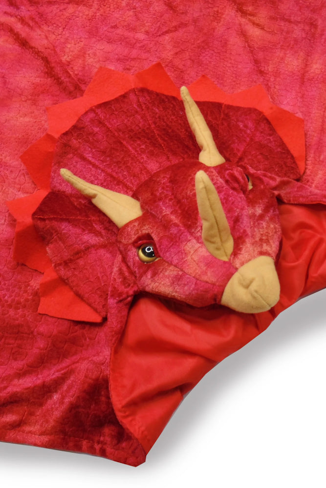 Red Triceratops Hooded Cape - Size 4-5