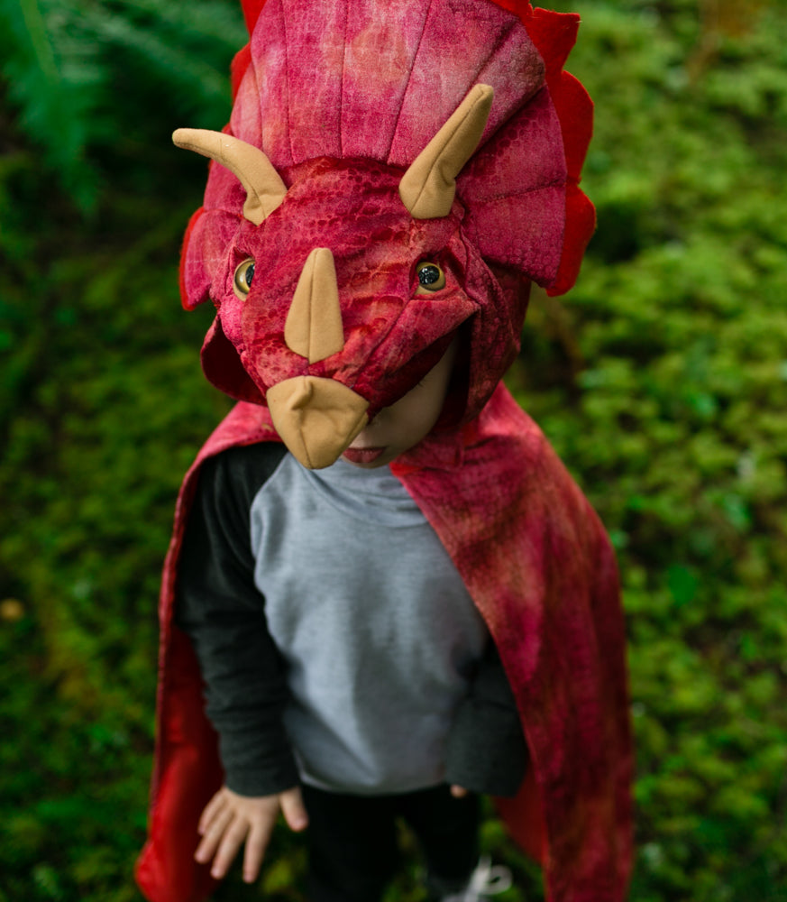 Red Triceratops Hooded Cape - Size 4-5