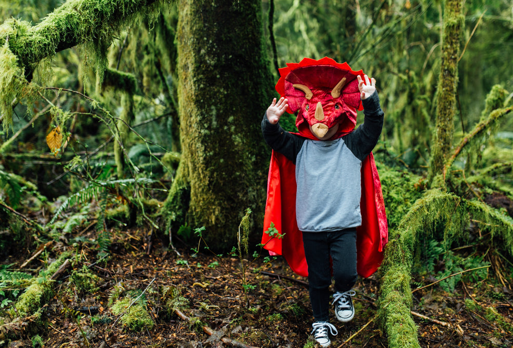 Red Triceratops Hooded Cape - Size 4-5