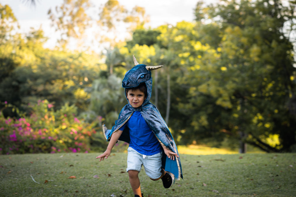 Teal & Gold Starry Night Dragon Dress Up - Size 5-6