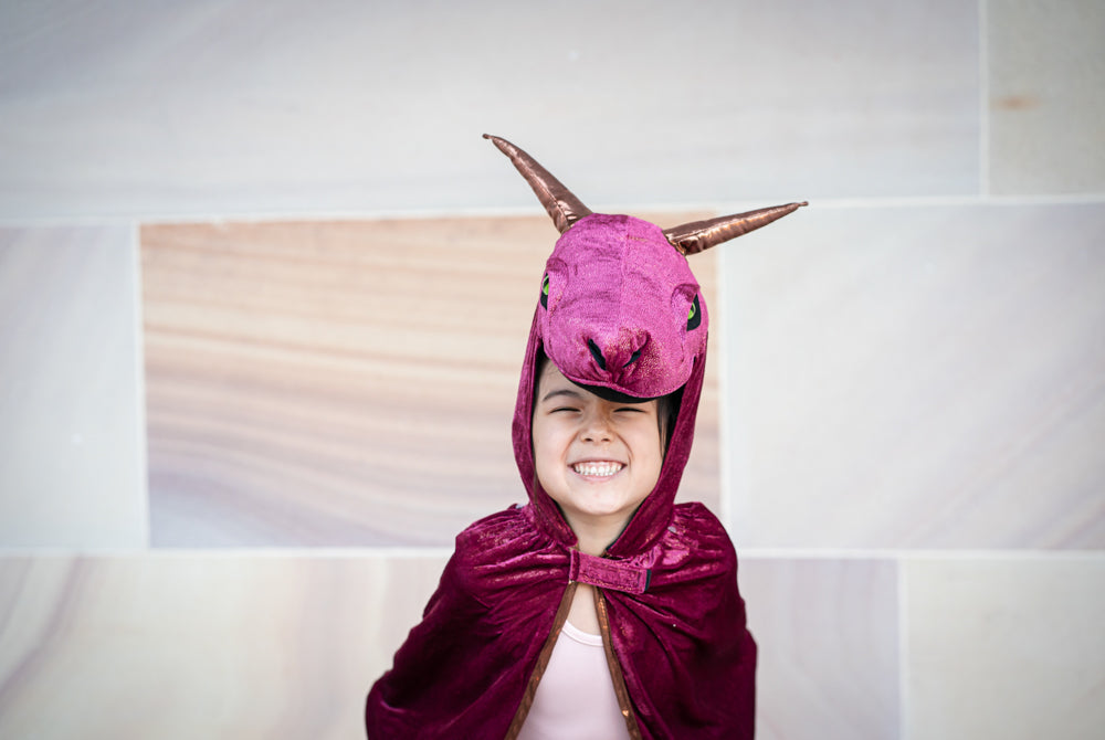 Burgundy & Gold Starry Night Dragon Dress Up - Size 5-6