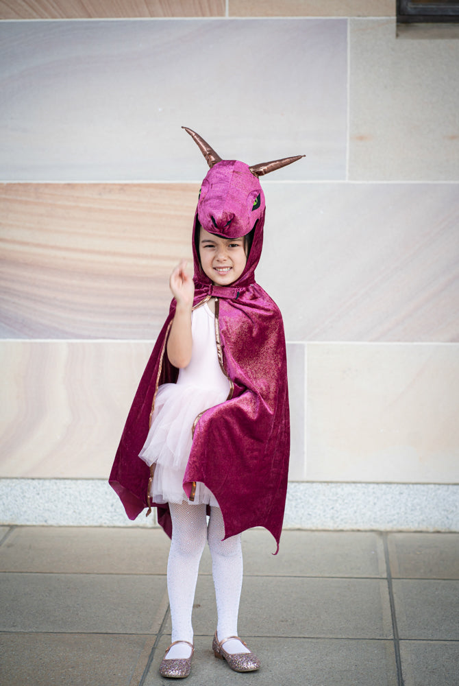 Burgundy & Gold Starry Night Dragon Dress Up - Size 5-6