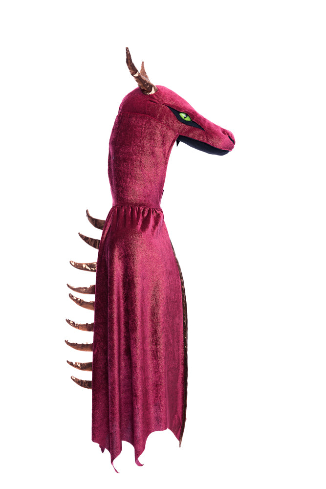 Burgundy & Gold Starry Night Dragon Dress Up - Size 5-6