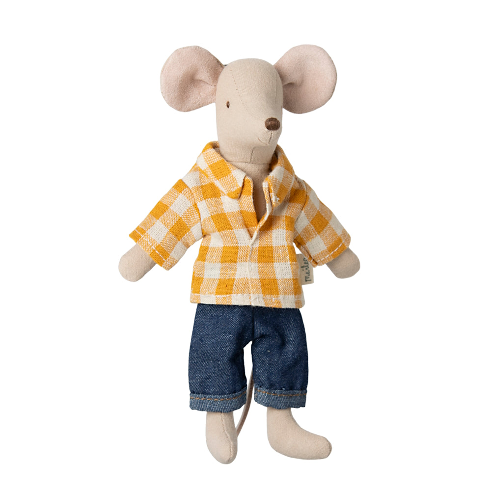 Maileg - Yellow Checked Shirt & Pants - Dad Mouse