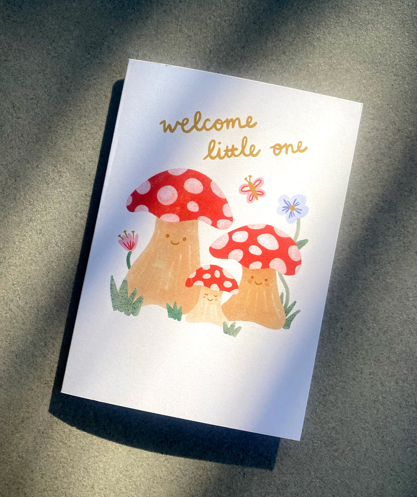 Lauren Sissons Studio - Welcome Little One Mushroom Card