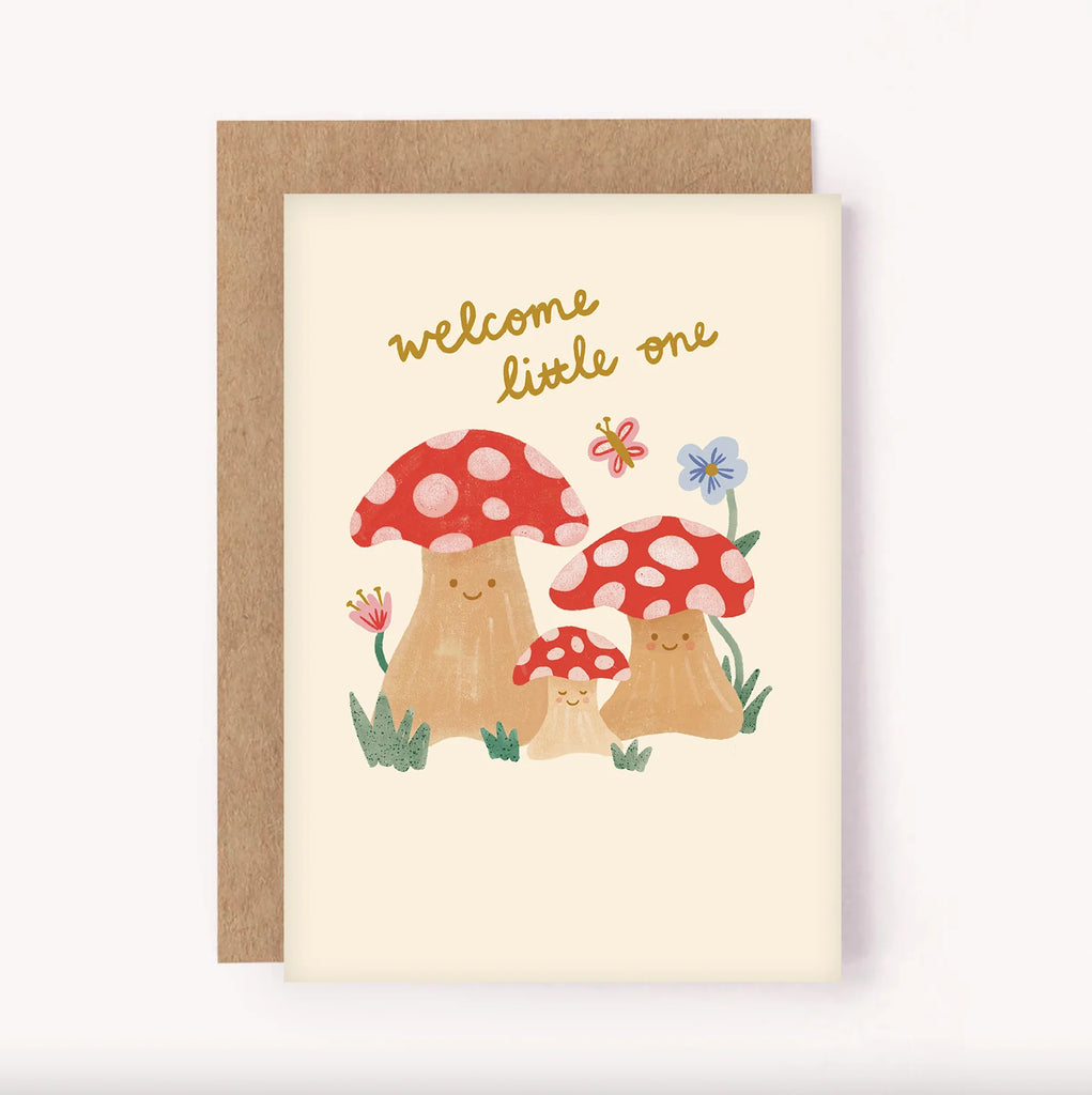 Lauren Sissons Studio - Welcome Little One Mushroom Card