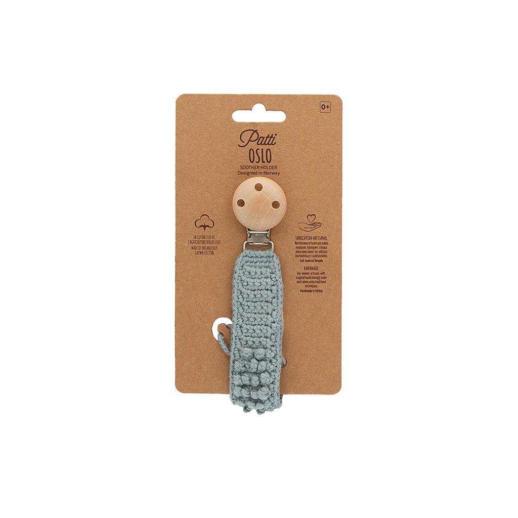 Patti Oslo - Pacifier Clip Organic Cotton - Steel