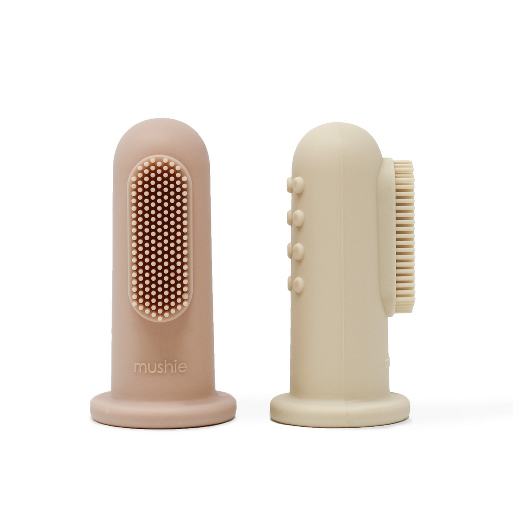 Mushie - Finger Toothbrush pk 2 - Blush/Shifting Sands