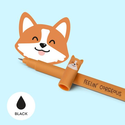 Erasable Gel Pen - Corgi - Black Ink