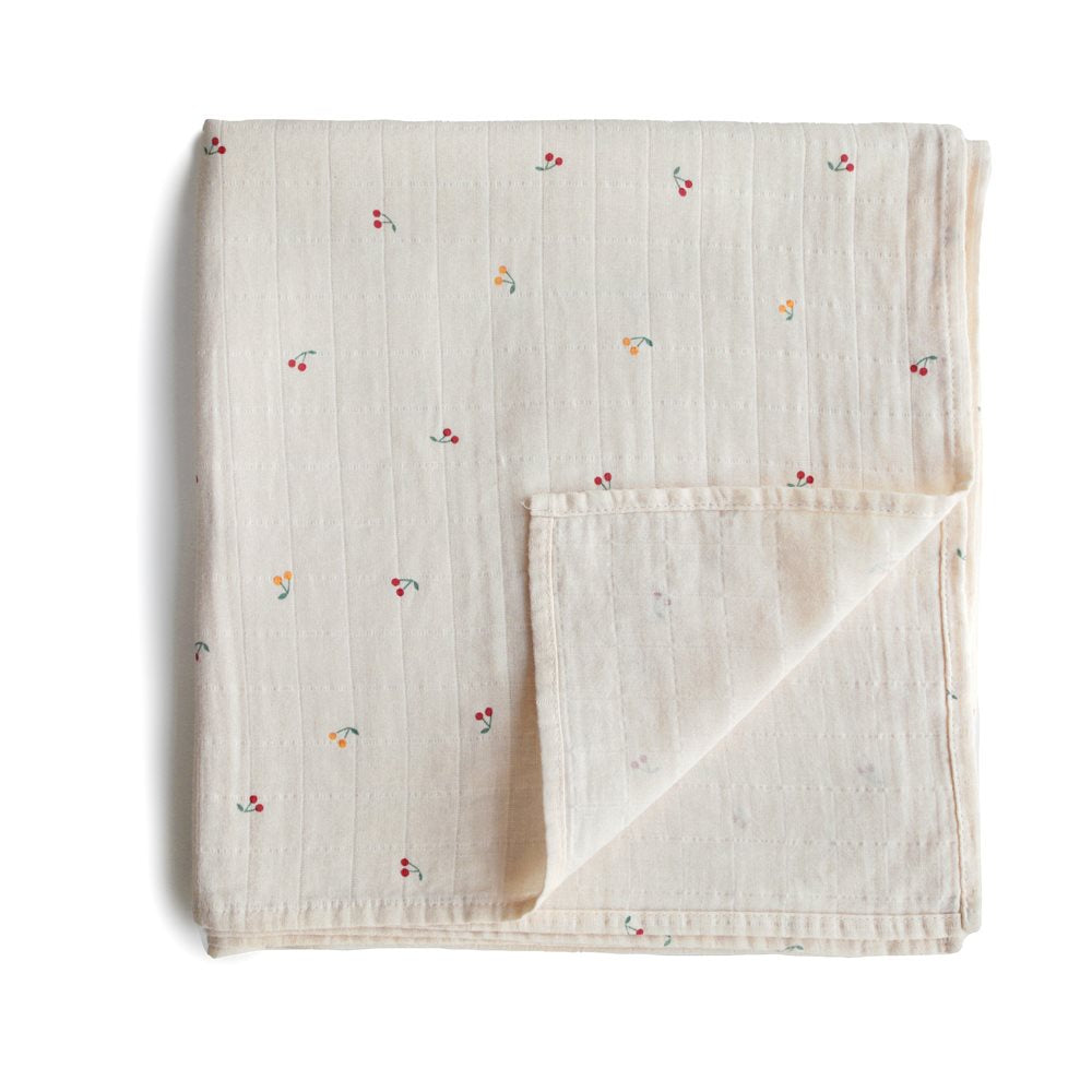 Mushie - Swaddle Organic Cotton Muslin - Cherries