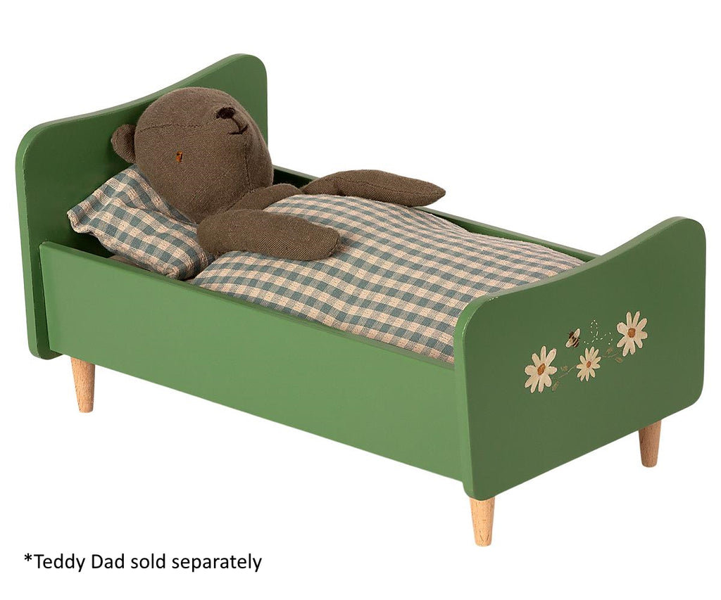 Maileg - Wooden Bed Dusty Green For Teddy Dad