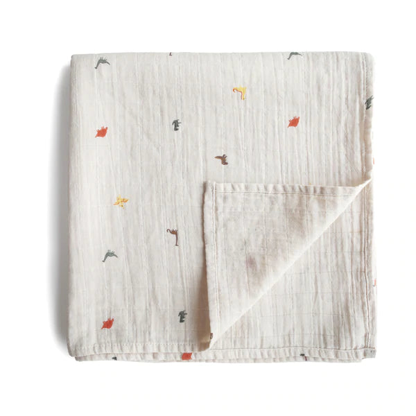 Mushie - Swaddle Organic Cotton Muslin - Dinosaurs